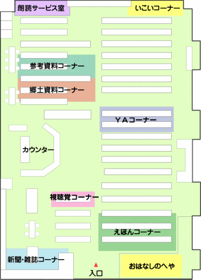 北川辺図書館配置図